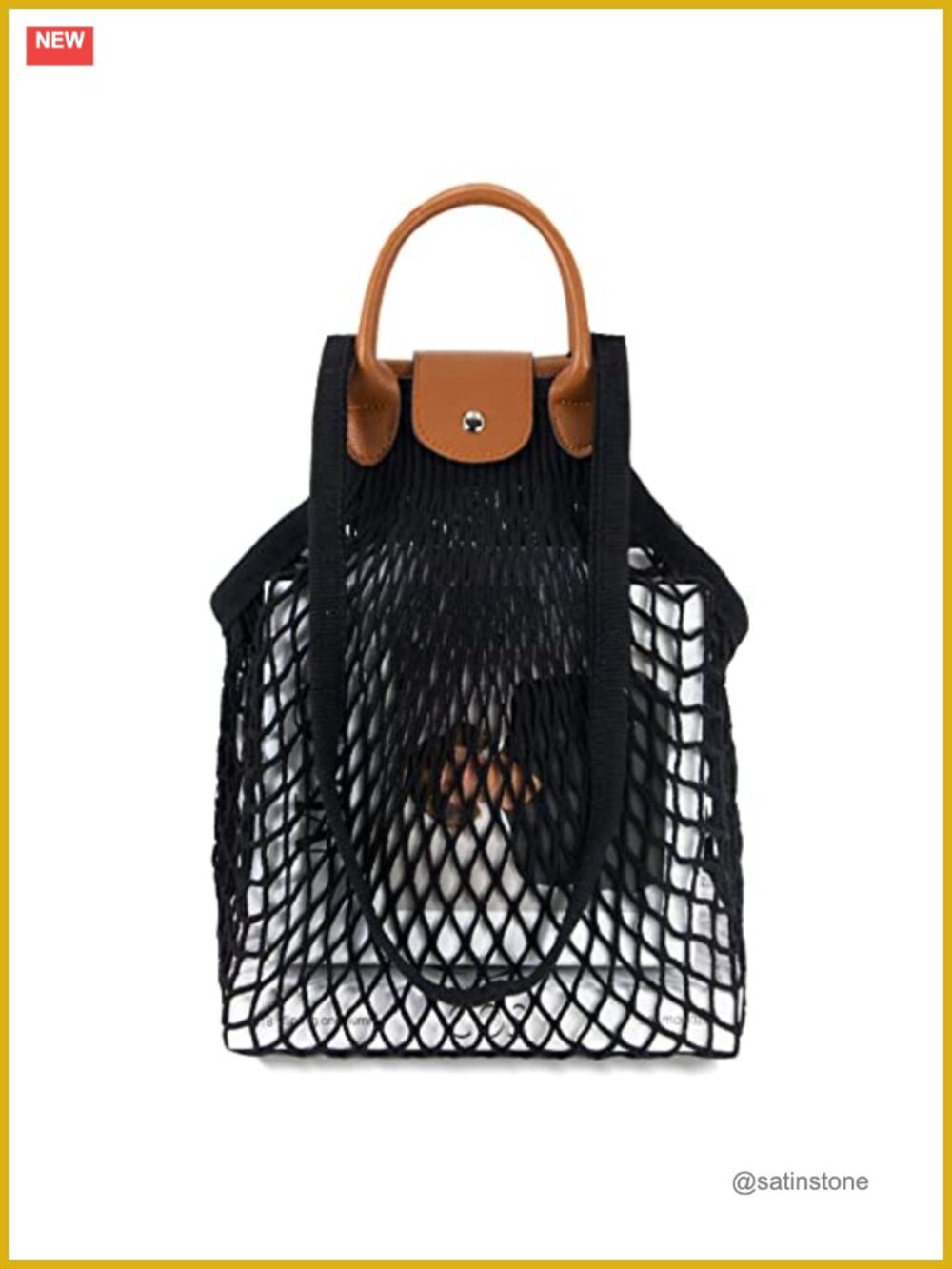 Woven Straw Mesh Tote Bag Foldable Large Capacity Beach Hobo